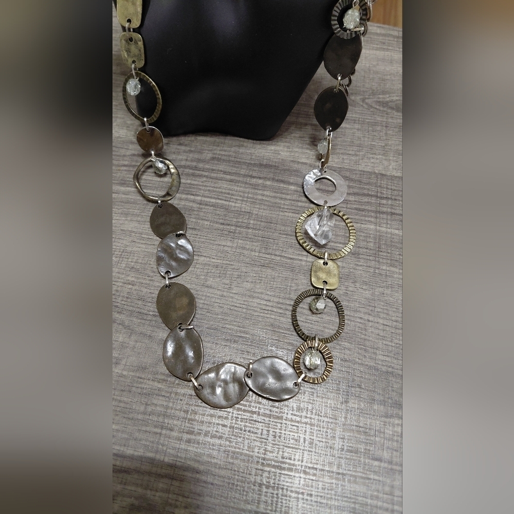 Chico's Mixed Metal Necklace with Clear Accents - Picture 2 of 5